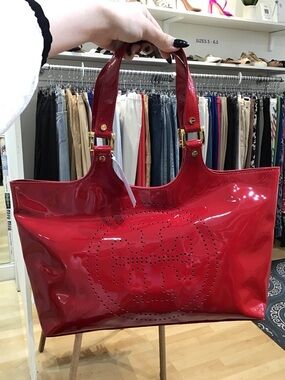 Tory Burch Red Patent Leather Tote Bag